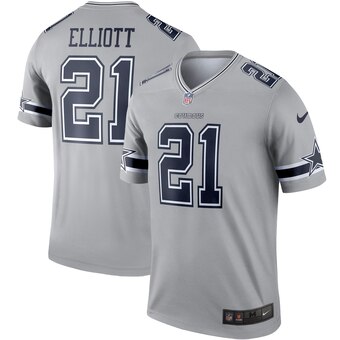 Men's Dallas Cowboys #21 Ezekiel Elliott Gray Inverted Legend Jersey